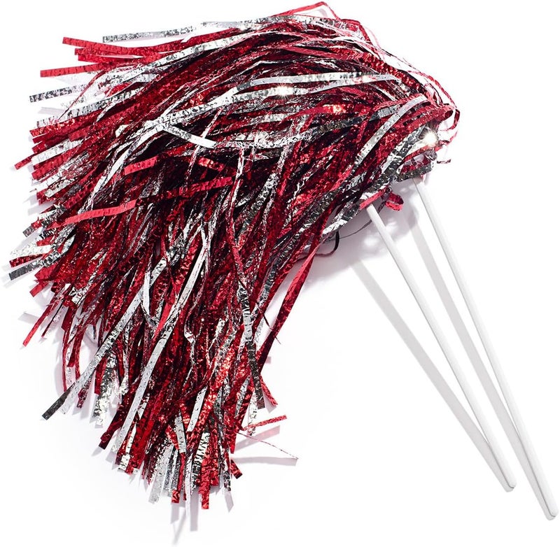Anderson's Metallic Foil Textured School Spirit Shakers, Cheerleader Pom Poms, Football, Basketball, Homecoming Squad, Team, Party, Dance, Club, Performance, Fan Celebration Pack of 10 - Image 1